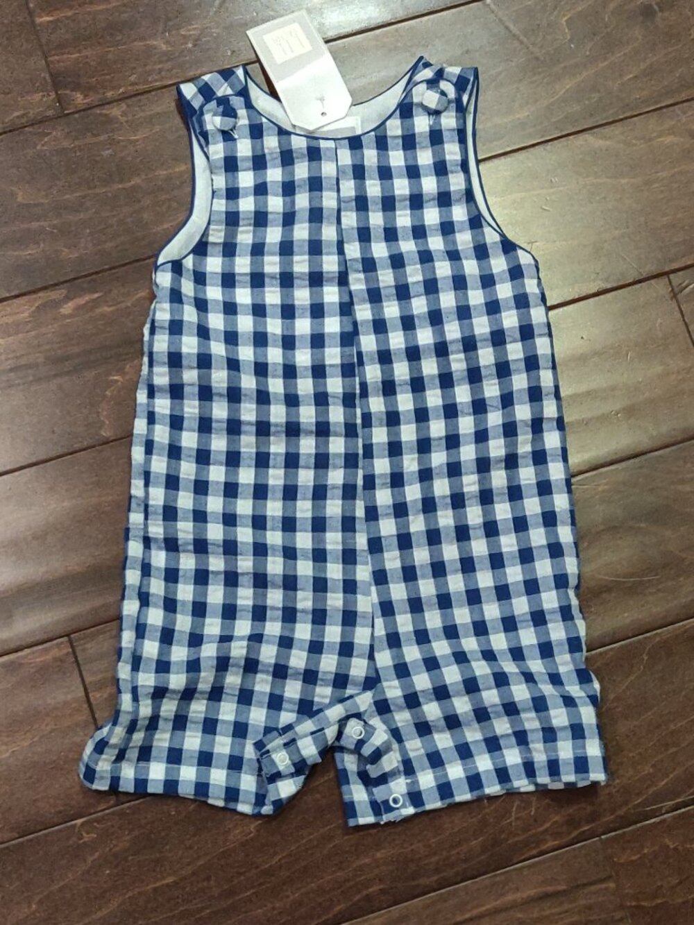 Lil Cactus Blue & White Gingham Shortalls Size 2T New With Tags